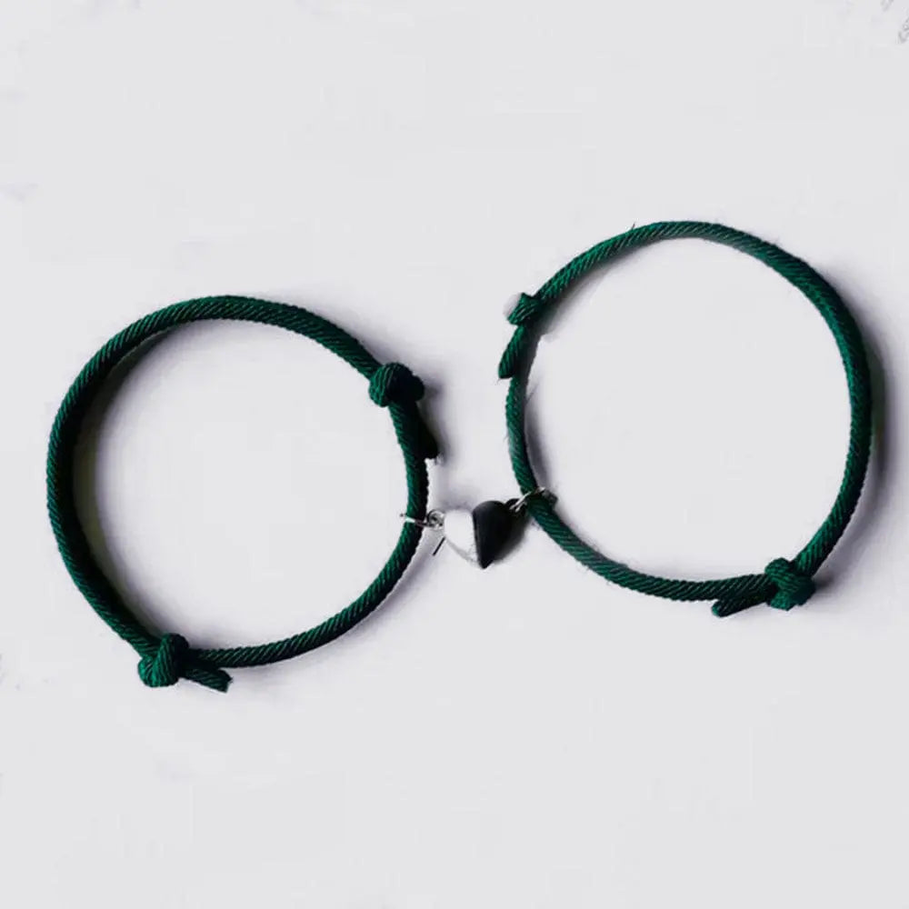 Bracelet Couple Coeur Divisé Vert