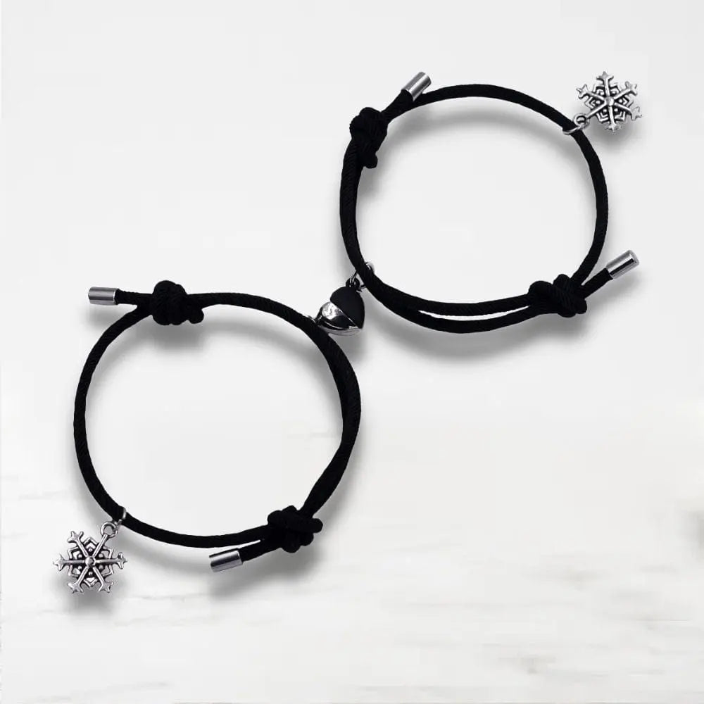 Bracelet Couple Coeur Bracelet Couple Quai Des Amours Noir Ajustable
