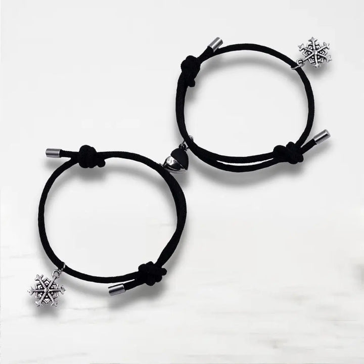 Bracelet Couple Coeur Bracelet Couple Quai Des Amours Noir Ajustable