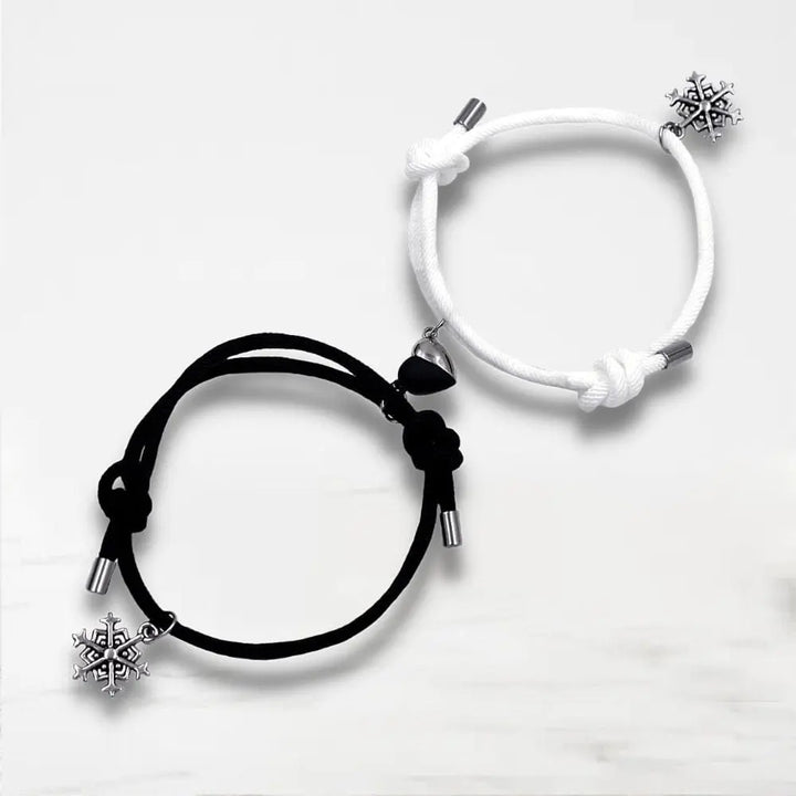 Bracelet Couple Coeur Bracelet Couple Quai Des Amours Noir-Blanc Ajustable