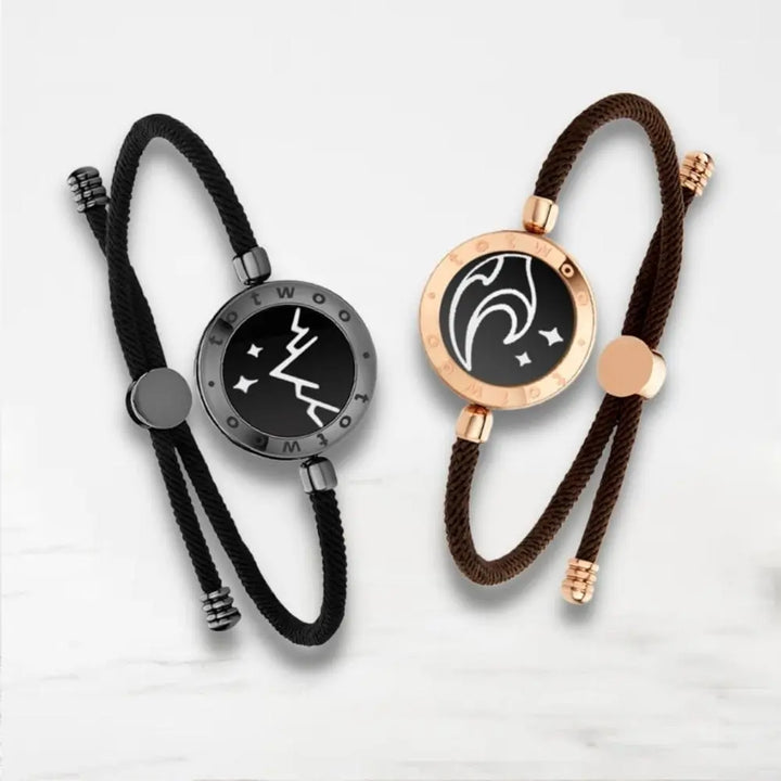 Bracelet Couple Connecté Bracelet Couple Quai Des Amours Noir-Marron Ajustable