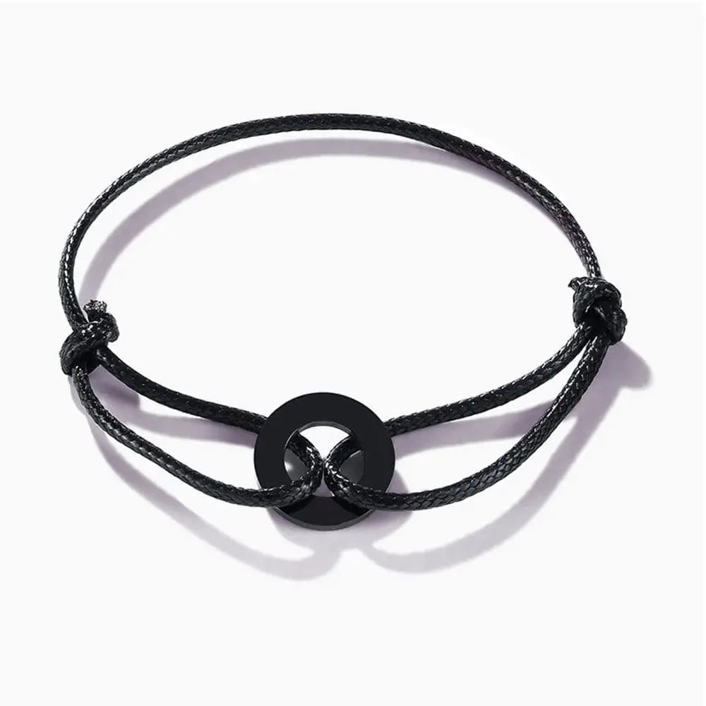 Bracelet Couple Cordon Personnalisé Noir