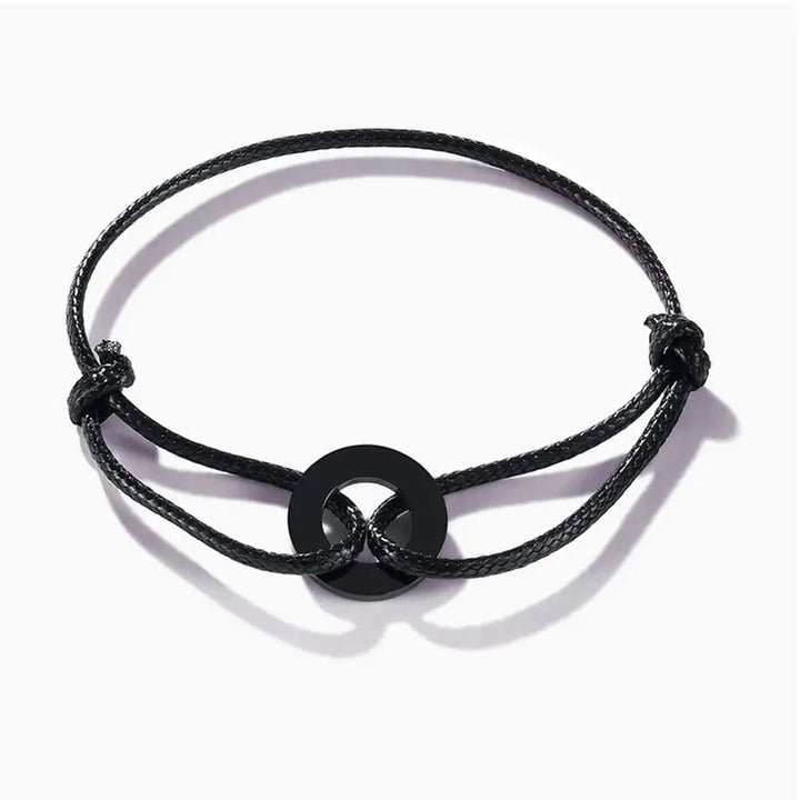 Bracelet Couple Cordon Personnalisé Noir