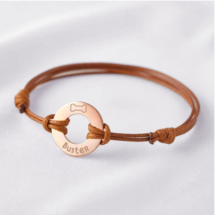 Bracelet Couple Cuir Personnalisable Or-Rose / Gris