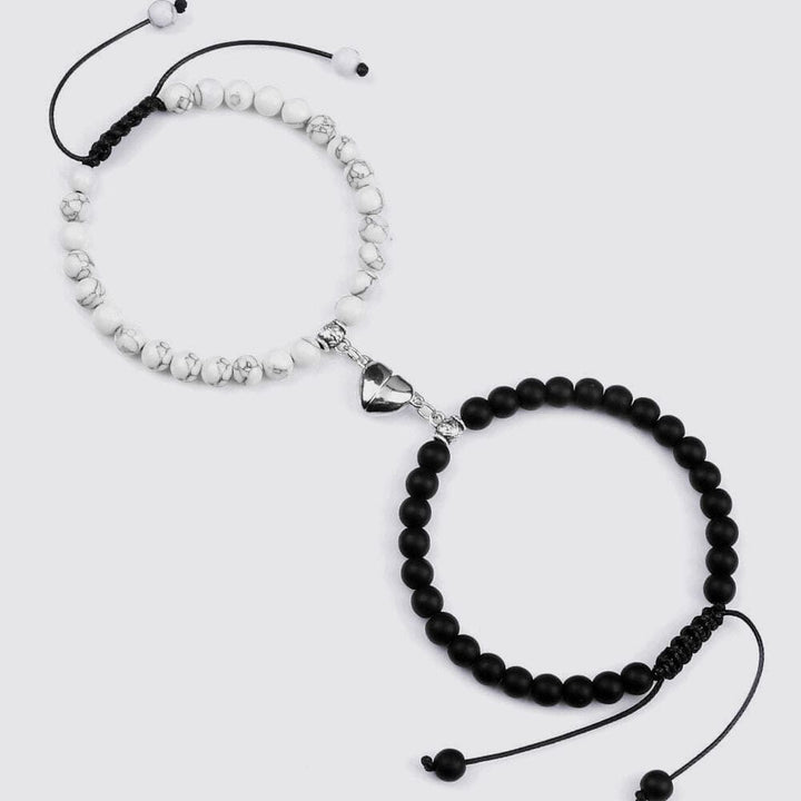 Bracelet Couple Distance Aimanté Matte-Blanc / Ajustable