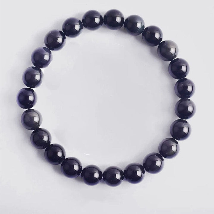bracelet couple distance pierre naturelle Obsidienne / 19cm / 6mm