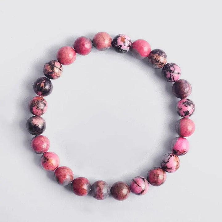bracelet couple distance pierre naturelle Rhodonite / 19cm / 6mm