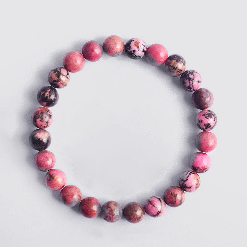 bracelet couple distance pierre naturelle Rhodonite / 19cm / 6mm