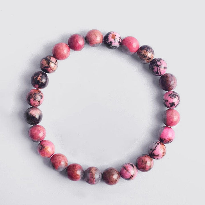 bracelet couple distance pierre naturelle Rhodonite / 19cm / 6mm