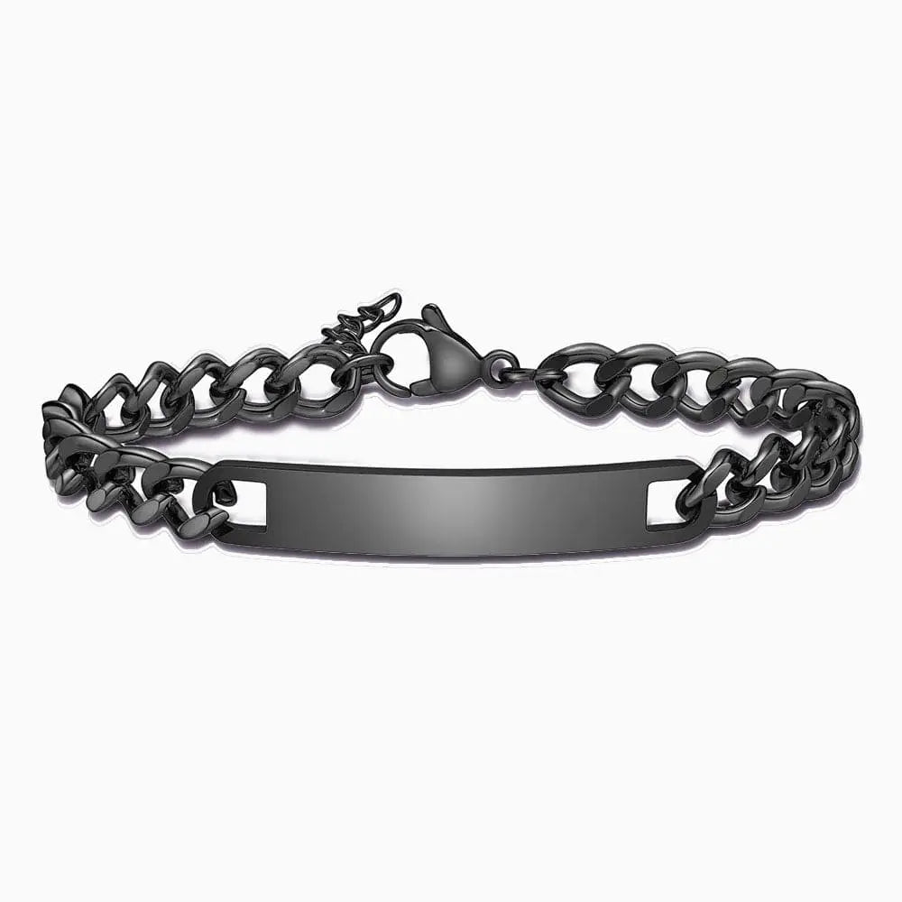 Bracelet Couple Gravure Noir / 16cm-19cm