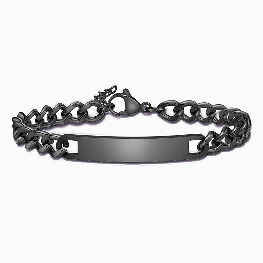 Bracelet Couple Gravure Noir / 16cm-19cm