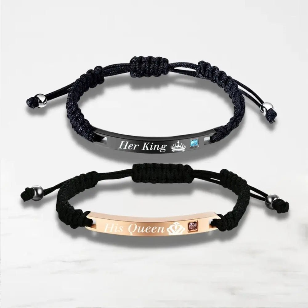 Bracelet Couple Her King His Queen Bracelet Couple Quai Des Amours KING-QUEEN Ajustable