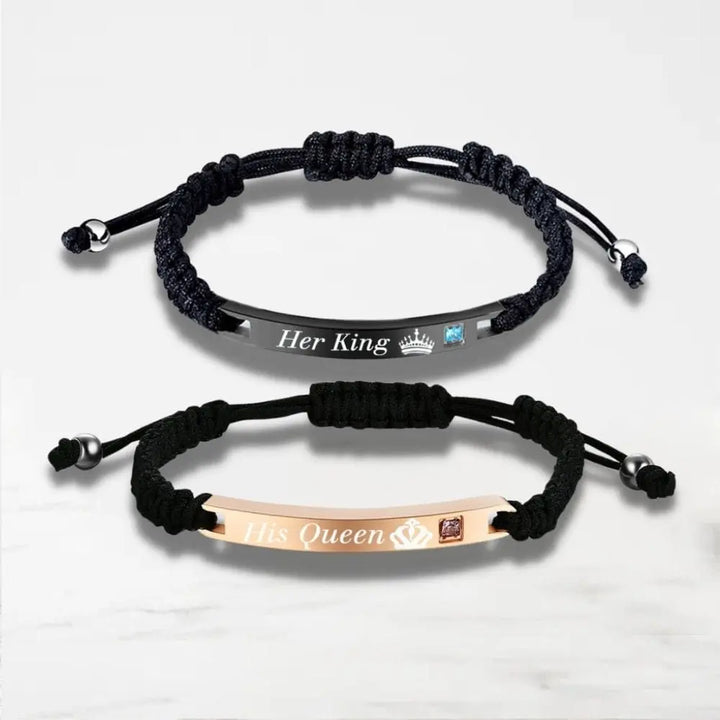 Bracelet Couple Her King His Queen Bracelet Couple Quai Des Amours KING-QUEEN Ajustable