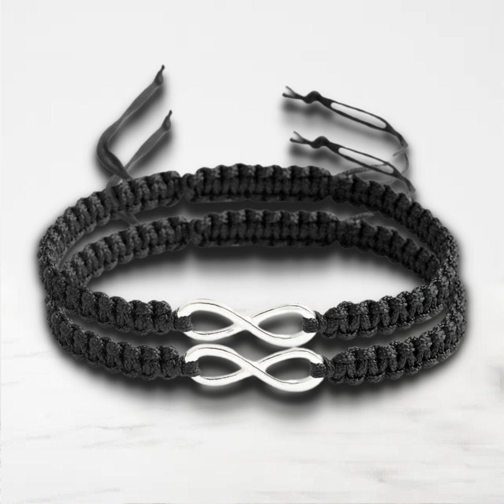 Bracelet Couple Infini Noir / Ajustable
