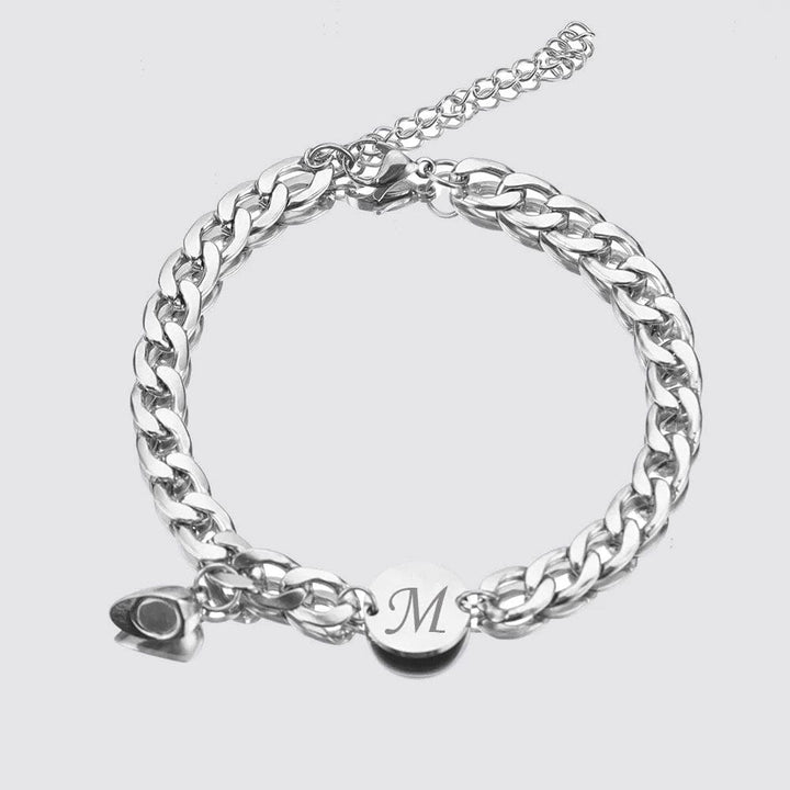 Bracelet Couple Initiale au choix Argent / E