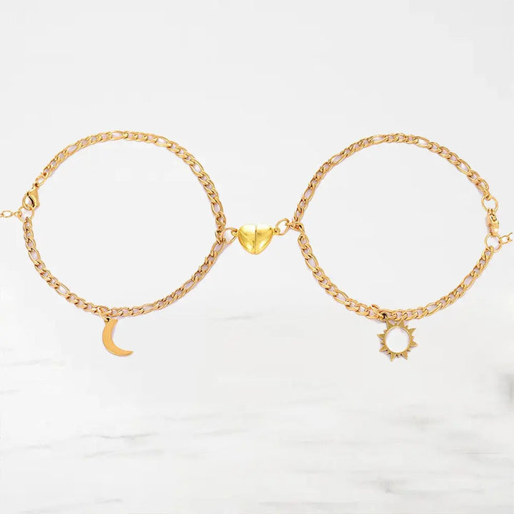 Bracelet Couple Lune et Soleil Bracelet Couple Quai Des Amours Or Adjustable