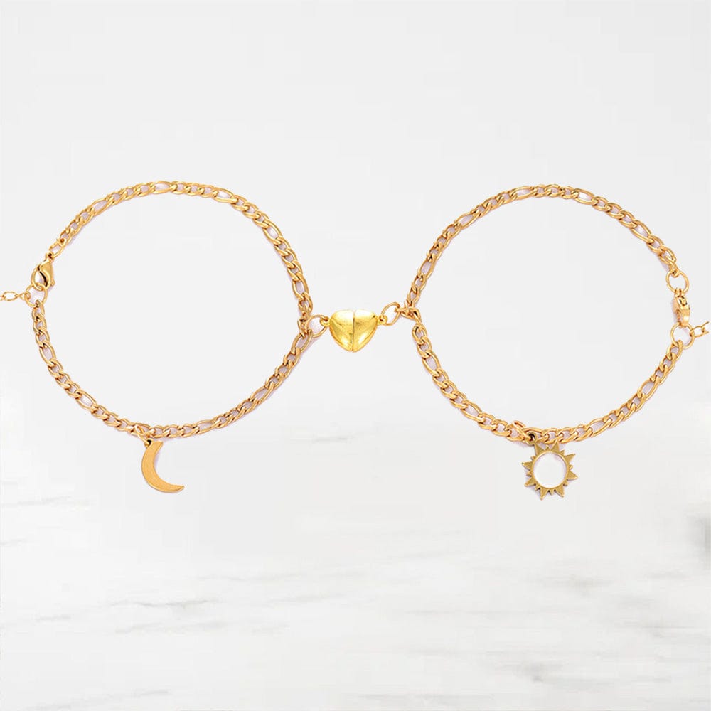 Bracelet Couple Lune et Soleil Or / Adjustable