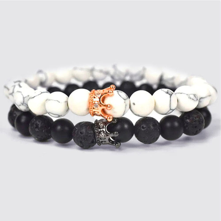 bracelet couple noir et blanc 2Pcs Noir-blanc / Ajustable