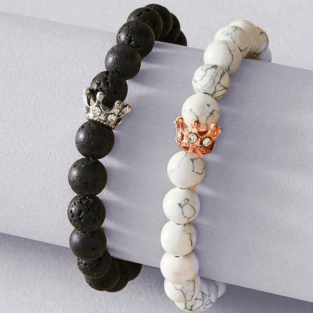 bracelet couple noir et blanc Blanc / Ajustable