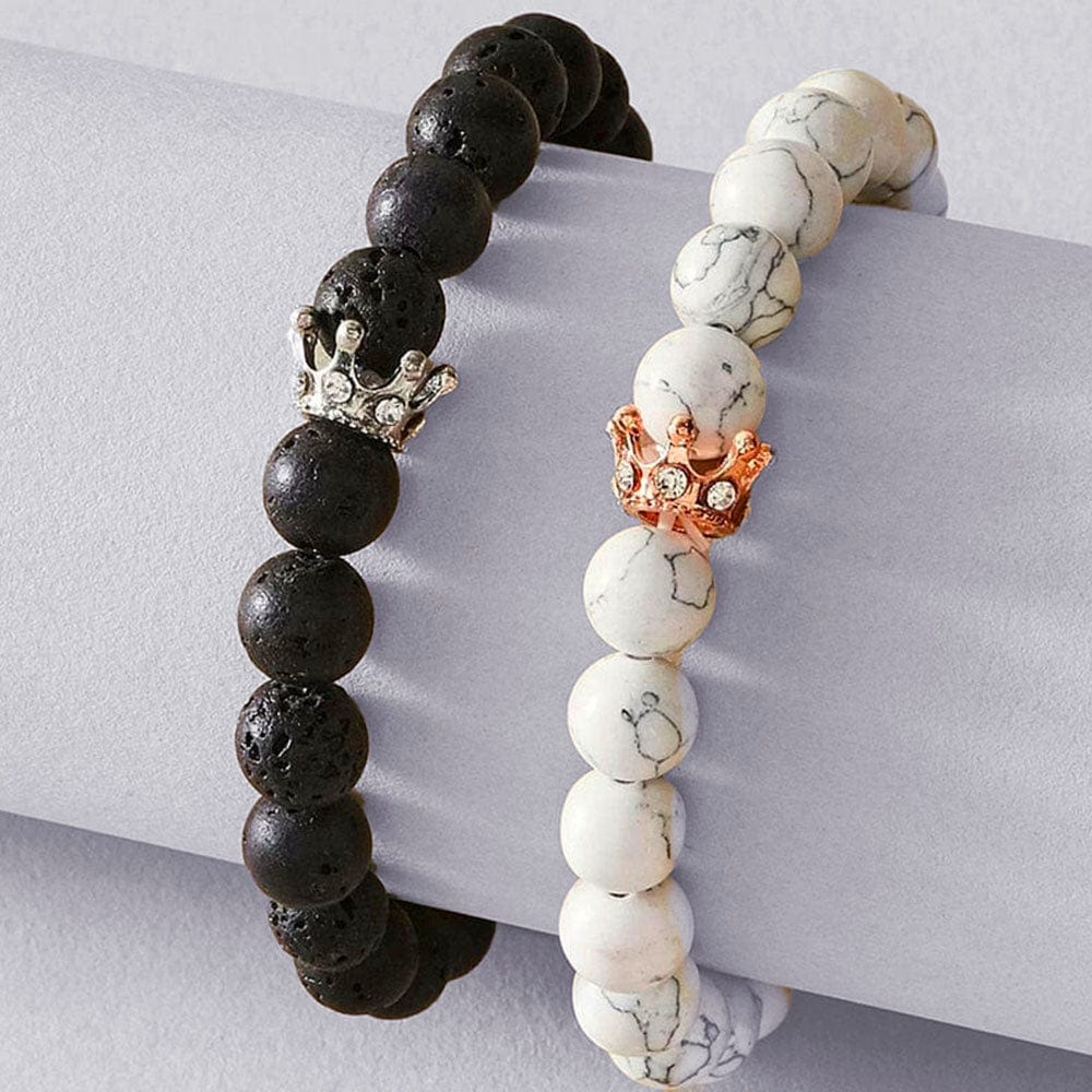bracelet couple noir et blanc Blanc / Ajustable