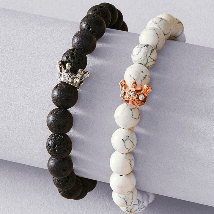 bracelet couple noir et blanc Blanc / Ajustable