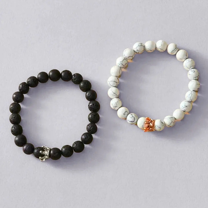 bracelet couple noir et blanc Noir / Ajustable