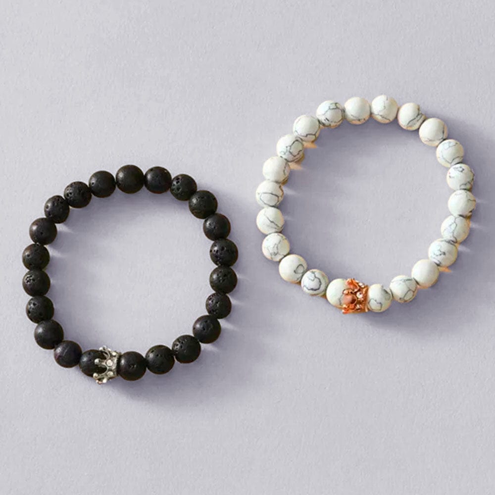 bracelet couple noir et blanc Noir / Ajustable