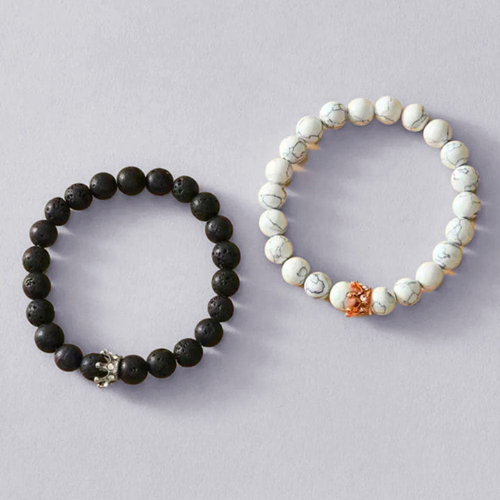 bracelet couple noir et blanc Noir / Ajustable