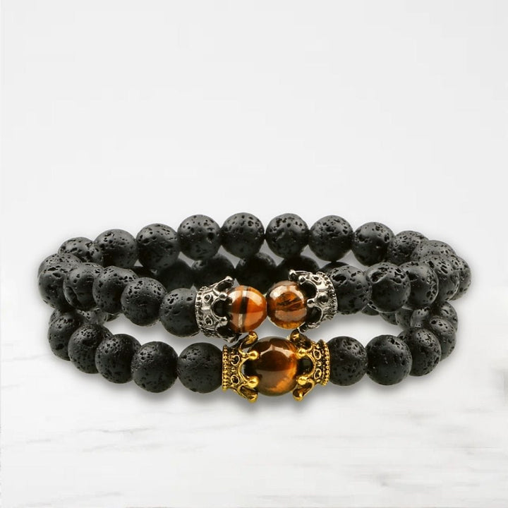 Bracelet Couple Oeil De Tigre Noir / Ajustable
