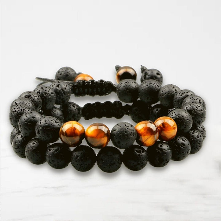 Bracelet Couple Perle Noir / Ajustable