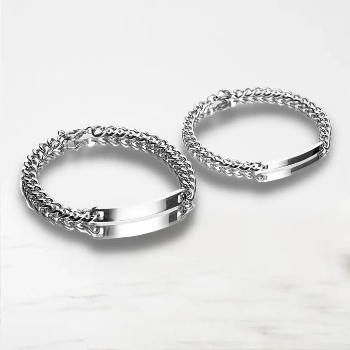 Bracelet Couple (Personnalisable) Bracelet Couple Quai Des Amours Argent
