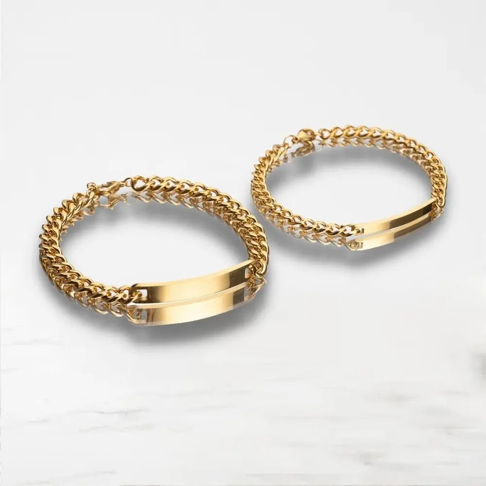Bracelet Couple (Personnalisable) Bracelet Couple Quai Des Amours Or