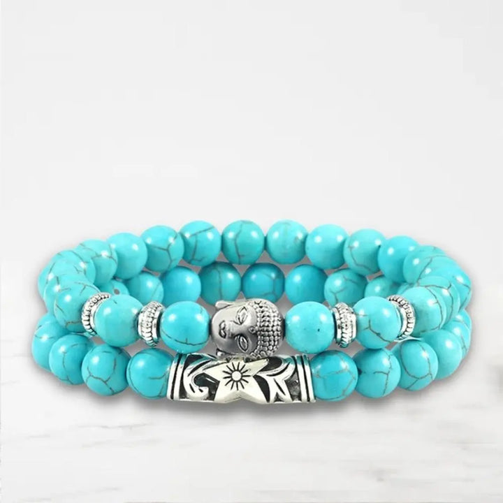 Bracelet Couple Pierre Naturelle Bracelet Couple Quai Des Amours Bleu 17cm