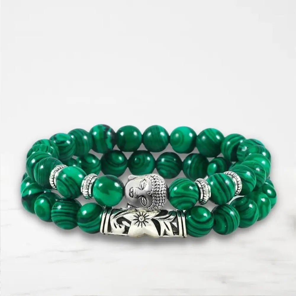 Bracelet Couple Pierre Naturelle Bracelet Couple Quai Des Amours Vert 17cm