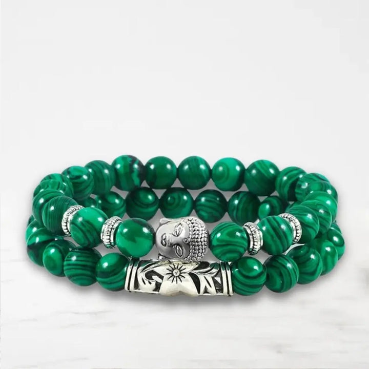 Bracelet Couple Pierre Naturelle Bracelet Couple Quai Des Amours Vert 17cm
