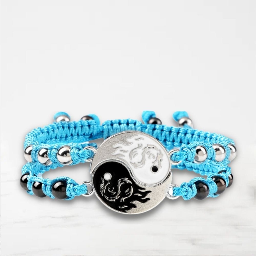Bracelet Couple Yin Yang Bleu