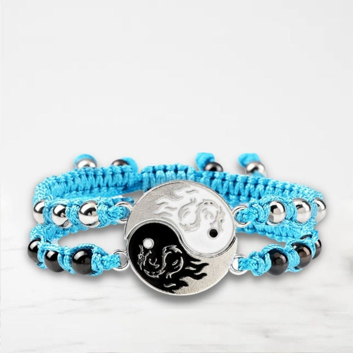 Bracelet Couple Yin Yang Bleu
