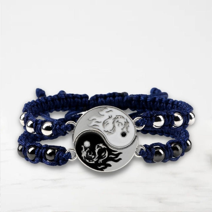 Bracelet Couple Yin Yang Bleu-Marine