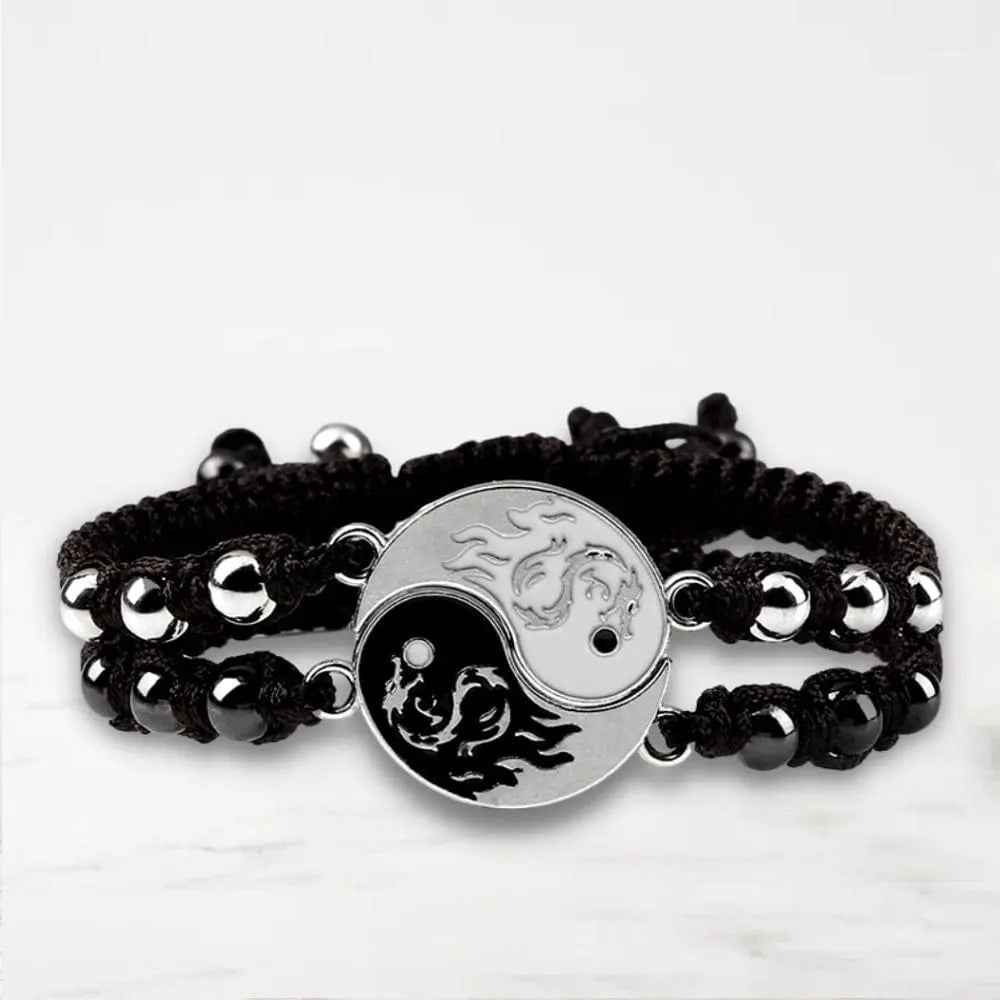 Bracelet Couple Yin Yang Bracelet Couple Quai Des Amours Marron