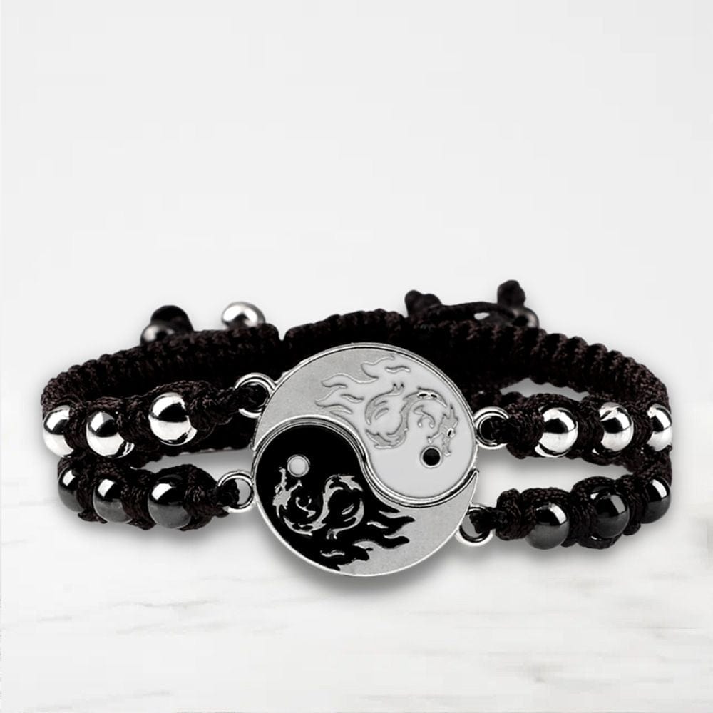 Bracelet Couple Yin Yang Marron