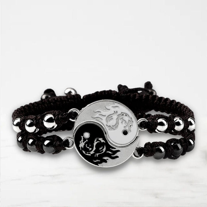 Bracelet Couple Yin Yang Marron