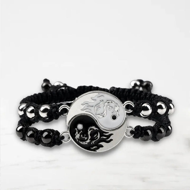 Bracelet Couple Yin Yang Bracelet Couple Quai Des Amours Noir