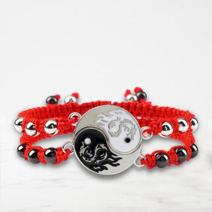 Bracelet Couple Yin Yang Rouge