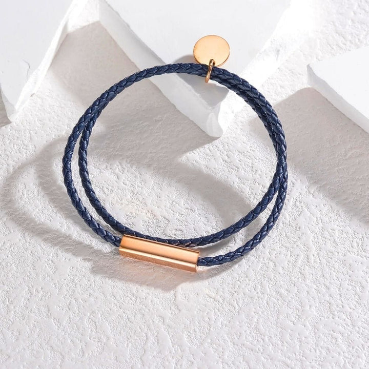 Bracelet Duo Amoureux Bleu Marine / Or Rose