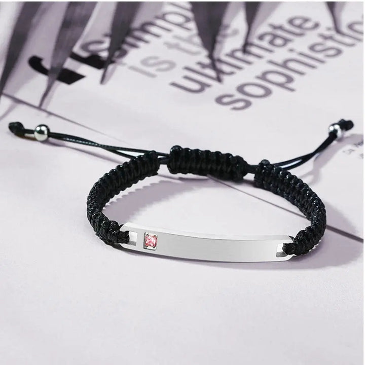 Bracelet Duo Amoureux Personnalisé Noir / Argent-Femme
