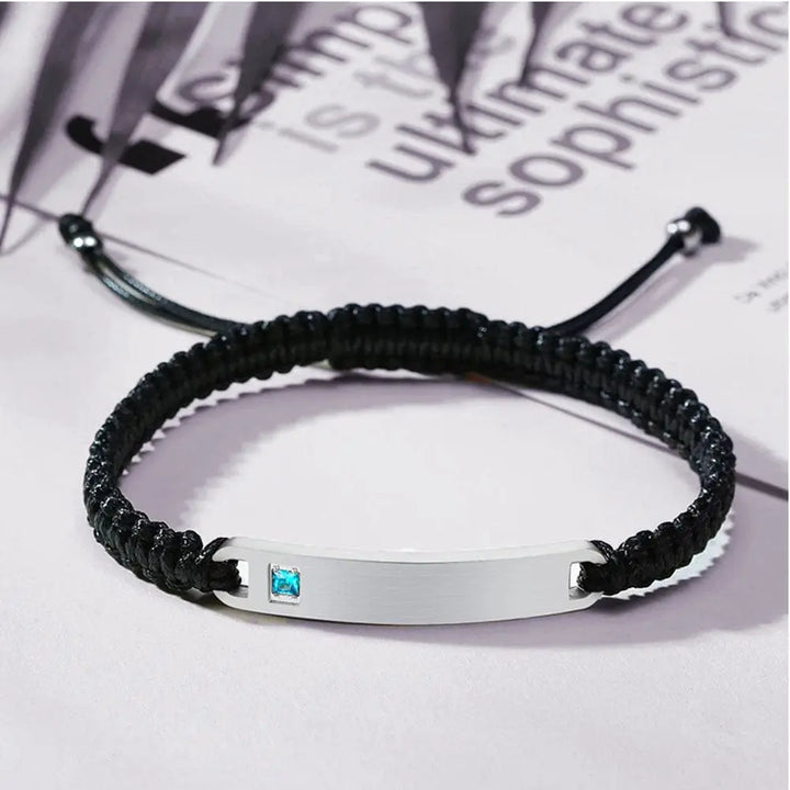 Bracelet Duo Amoureux Personnalisé Noir / Argent-Homme