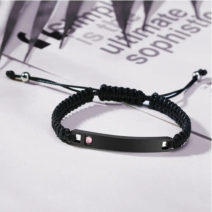 Bracelet Duo Amoureux Personnalisé Noir / Noir-Femme