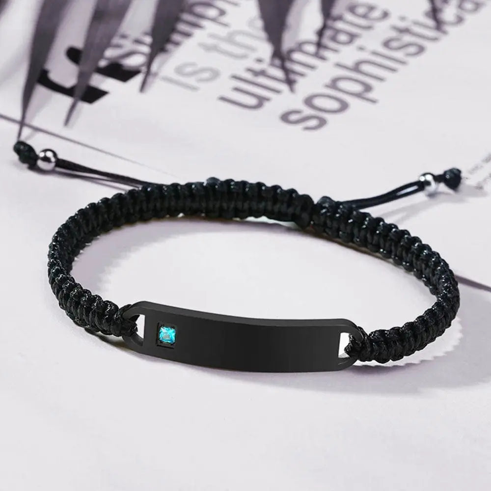 Bracelet Duo Amoureux Personnalisé Noir / Noir-Homme
