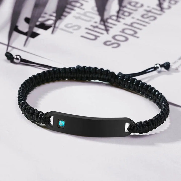 Bracelet Duo Amoureux Personnalisé Noir / Noir-Homme