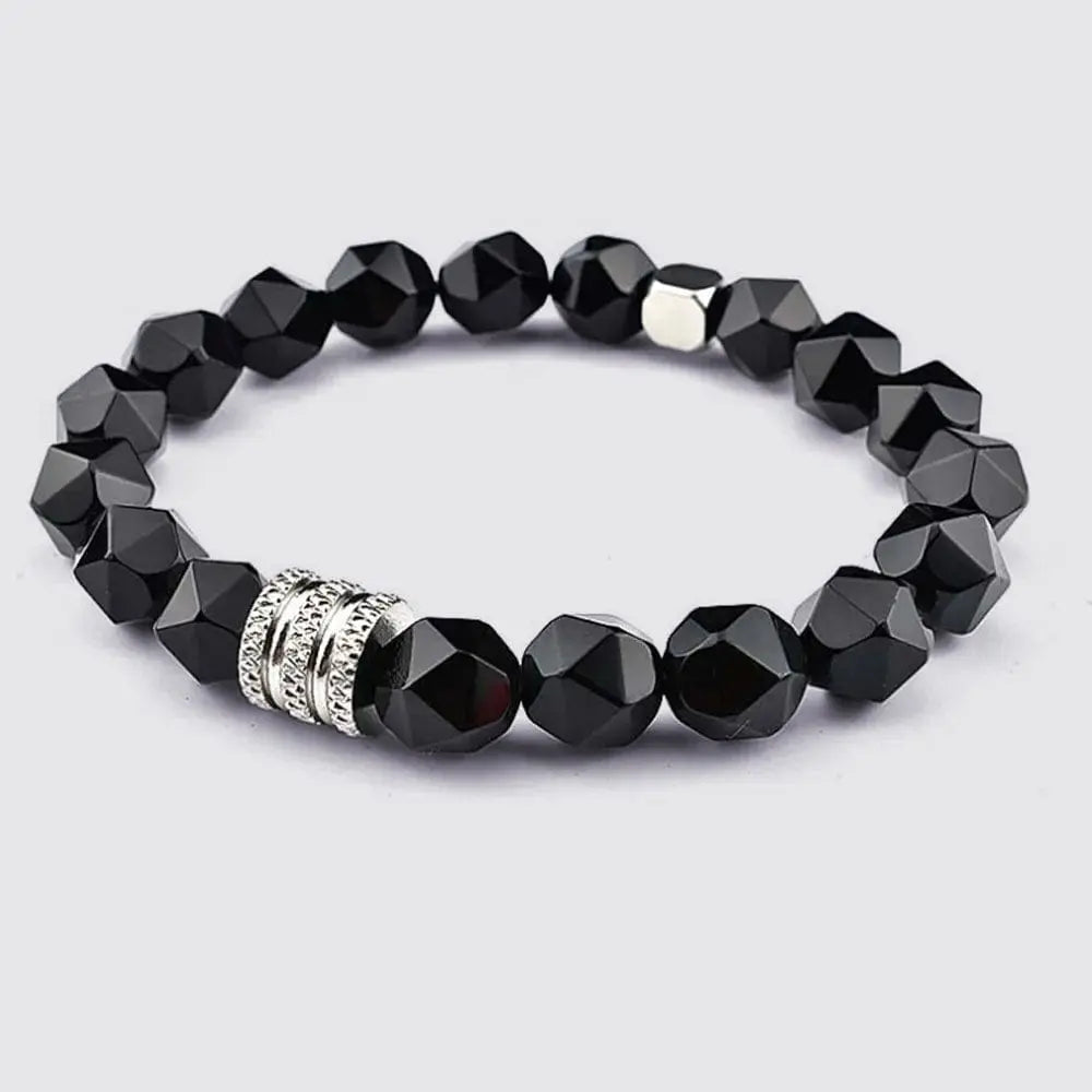 Bracelet Pierre Noire Brillante Onyx-Noir
